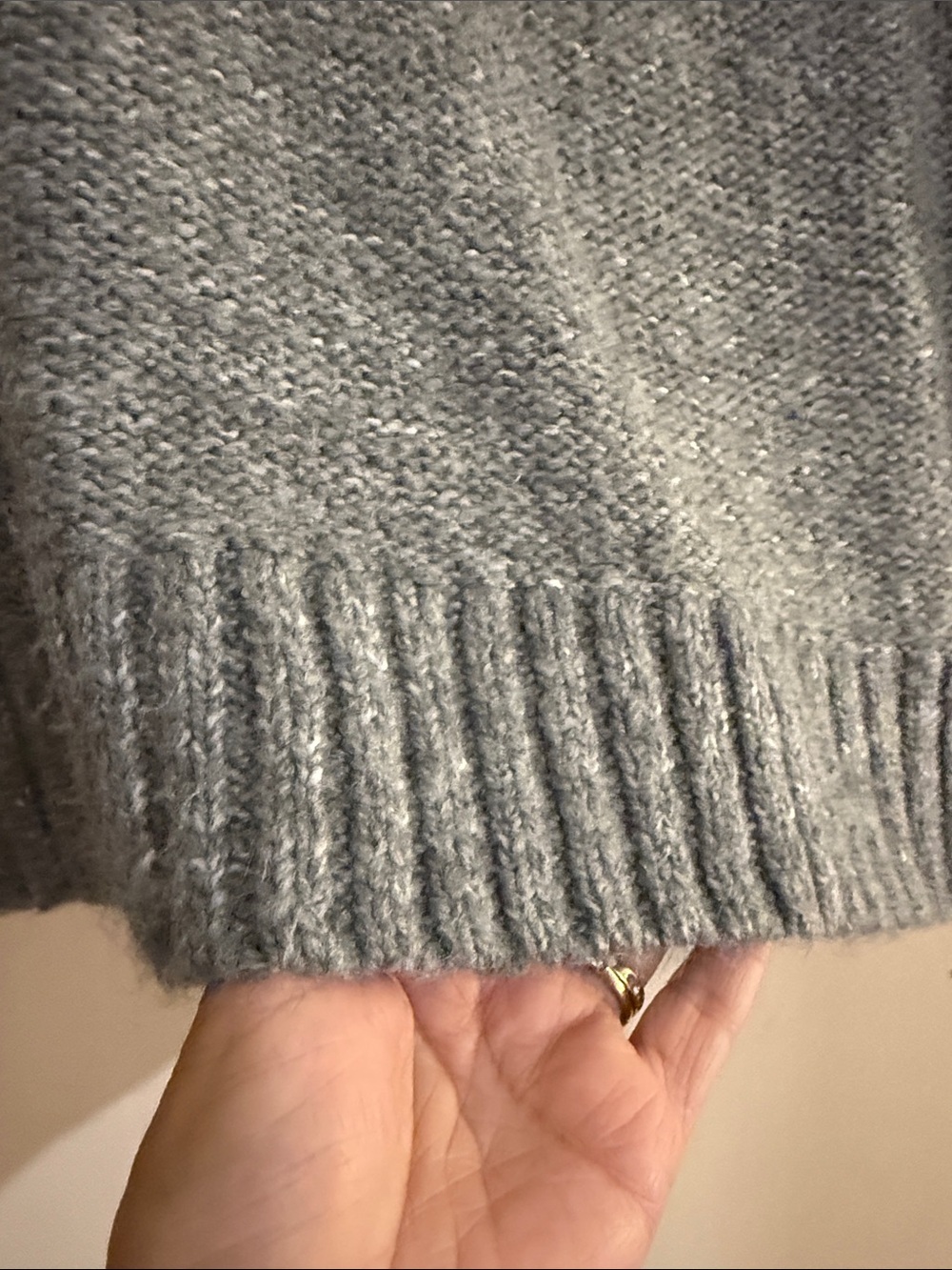 Michael Stars Gray Colorblock Shawl Collar Sweater with Cream & Black Sleeves - Picture 5 of 7